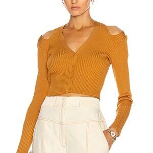 Jonathan Simkhai Jolie Brown Cut Out Cropped Cardigan. Size S. NWT!